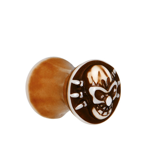 2G Brown White Resin Skull Saddle Plug