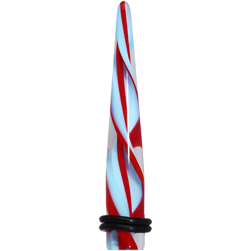 00G Clear Aqua Red Spiral Acrylic Ear Taper