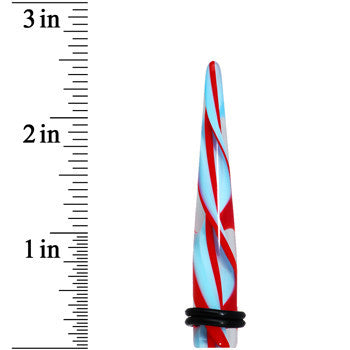 00G Clear Aqua Red Spiral Acrylic Ear Taper