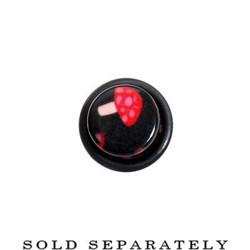 6G Black Red Mushroom Acrylic Ear Taper