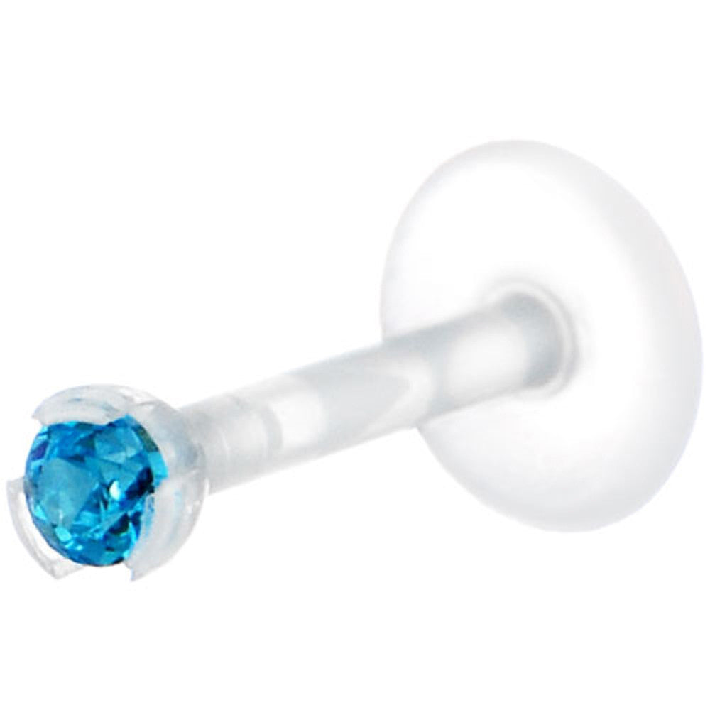 Bio-Flex 2mm Aqua Gem Push-In Labret Monroe Tragus
