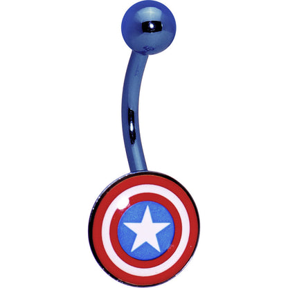 Anodized Captain American Belly Ring