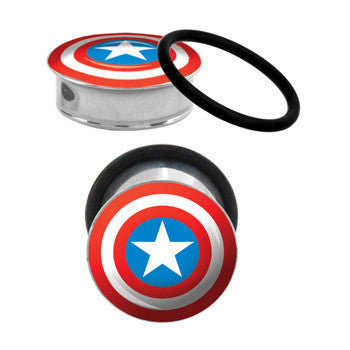 1 inch Captain America Steel Tunnel Plugs Set