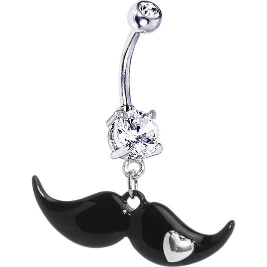 Clear Heart Mustache Belly Ring
