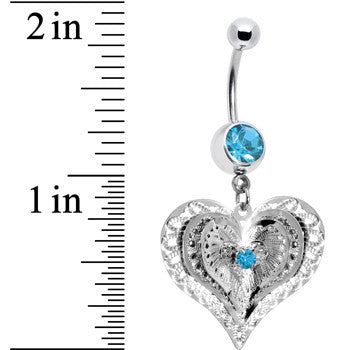 Aqua Gem Love at First Sight Heart Belly Ring