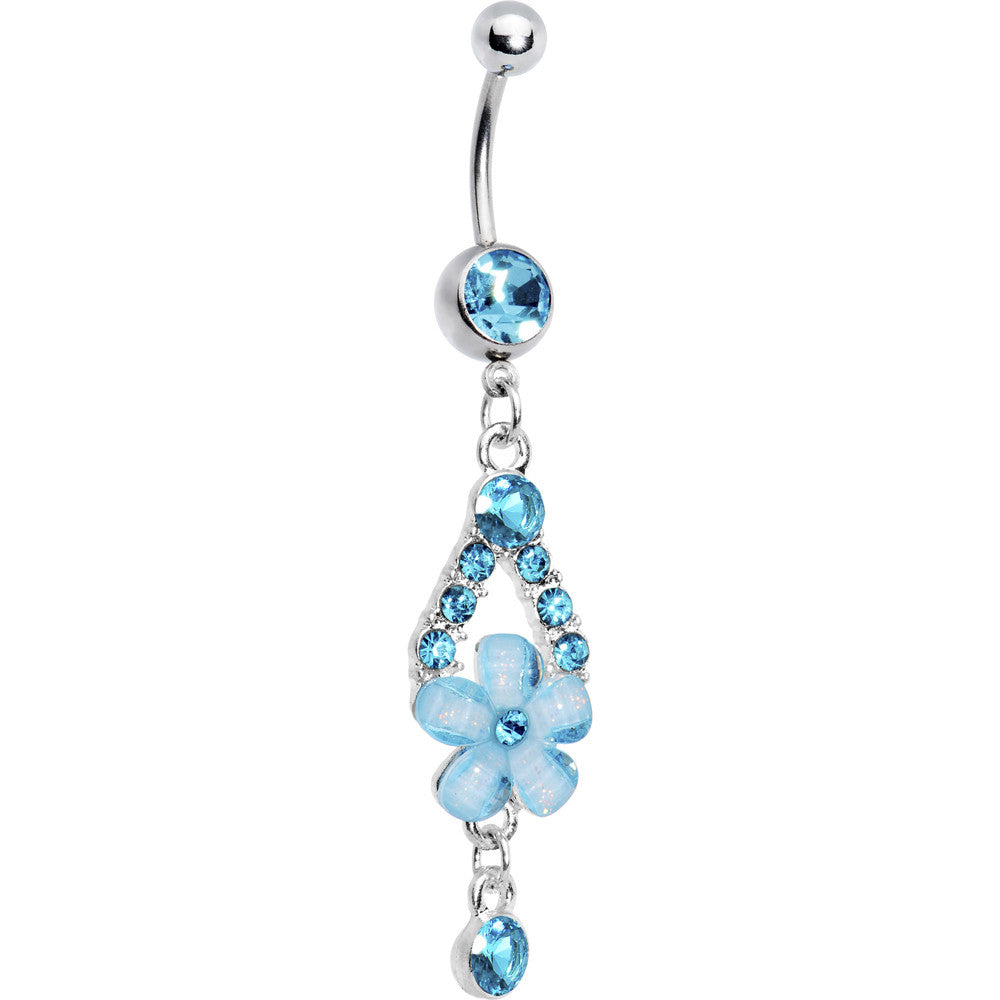 Aqua Gem Springtime Flower Belly Ring