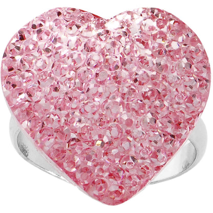Light Pink Sparkler Heart Adjustable Ring