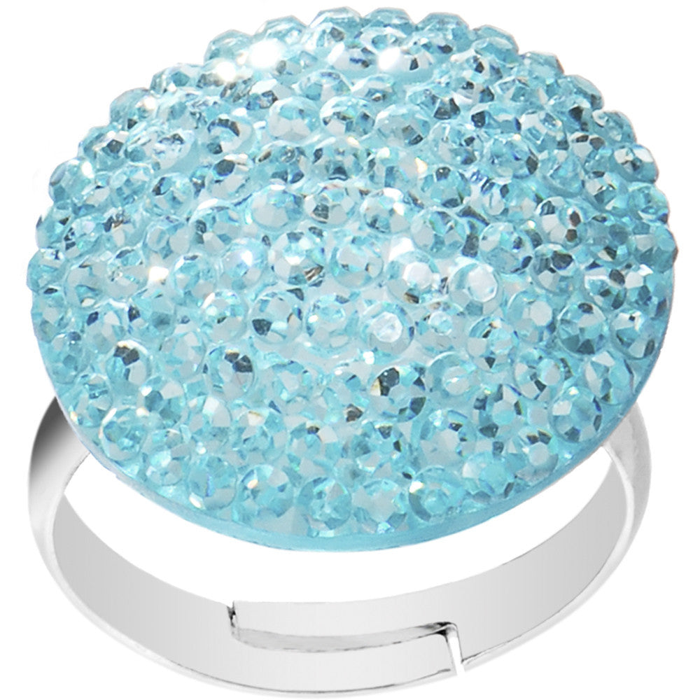 Aqua Sparkler Round Adjustable Ring