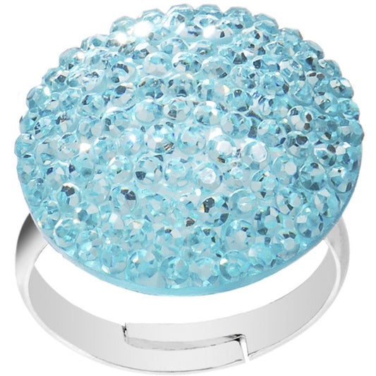 Aqua Sparkler Round Adjustable Ring