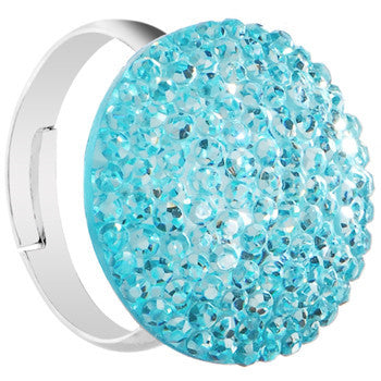 Aqua Sparkler Round Adjustable Ring