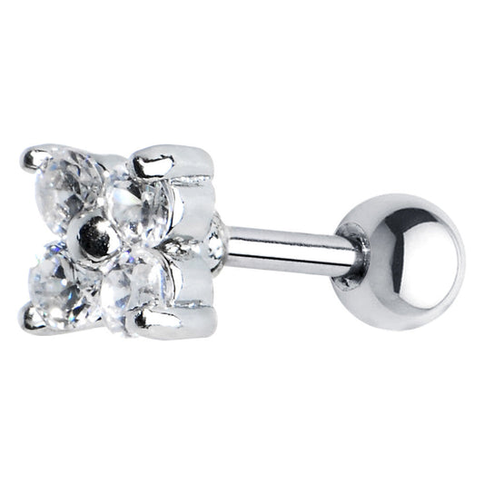 16G 5mm Clear CZ Flower Cartilage Tragus Earring