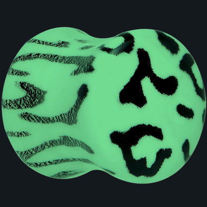 Leopard Print Glow in the Dark Saddle Plug 0G to 1 Inch