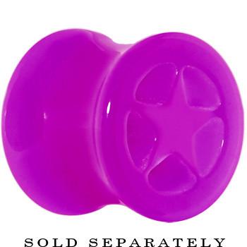 Acrylic Neon Purple Star Tunnel Plug 2G to 20mm