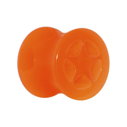 Acrylic Neon Orange Star Tunnel Plug 2G to 20mm