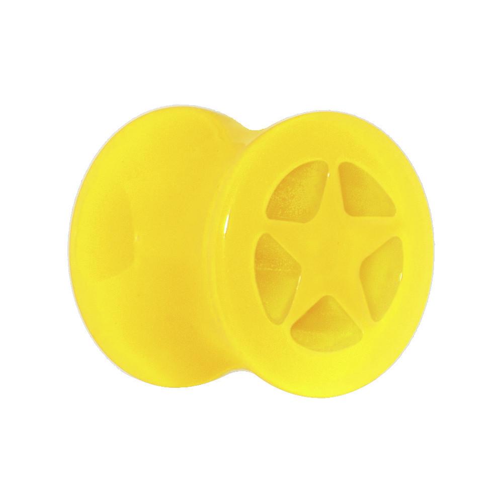 Acrylic Neon Yellow Star Tunnel Plug 2G to 20mm