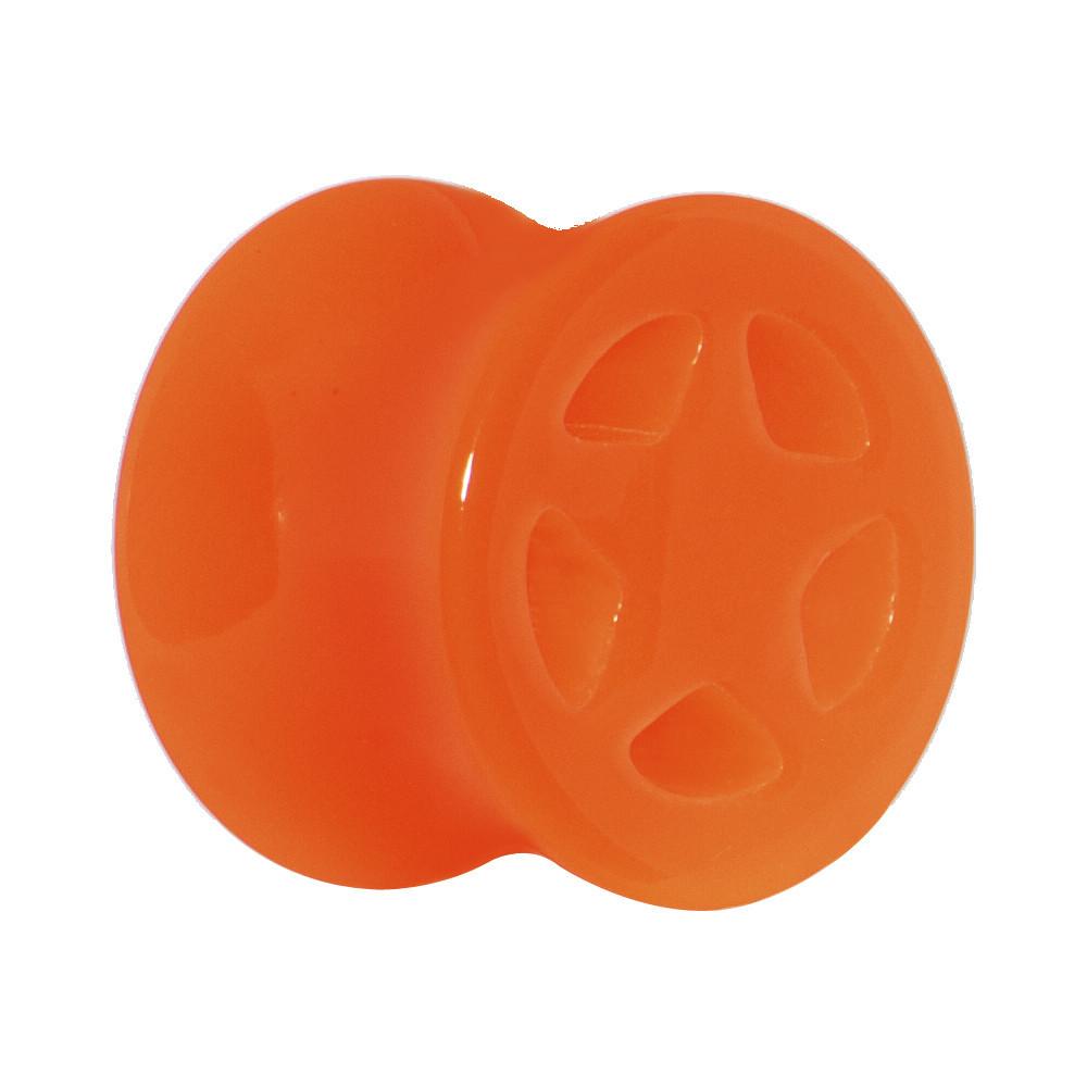 Acrylic Neon Orange Star Tunnel Plug 2G to 20mm