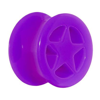 Acrylic Neon Purple Star Tunnel Plug 2G to 20mm