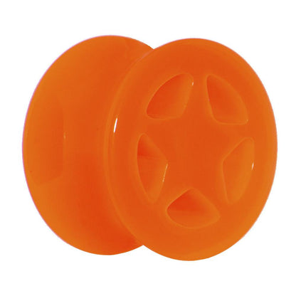 Acrylic Neon Orange Star Tunnel Plug 2G to 20mm