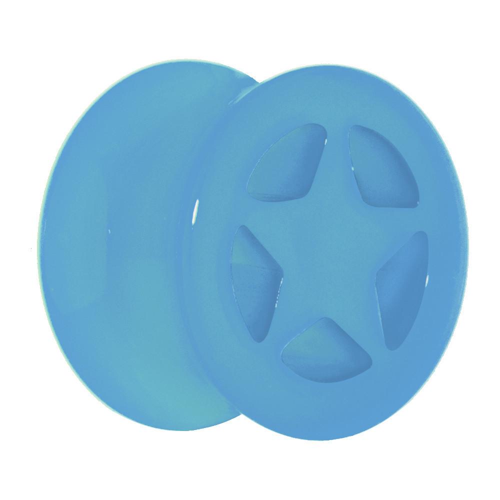Acrylic Neon Blue Star Tunnel Plug 2G to 20mm