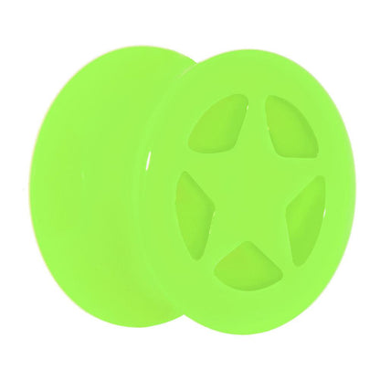 Acrylic Neon Green Star Tunnel Plug 2G to 20mm