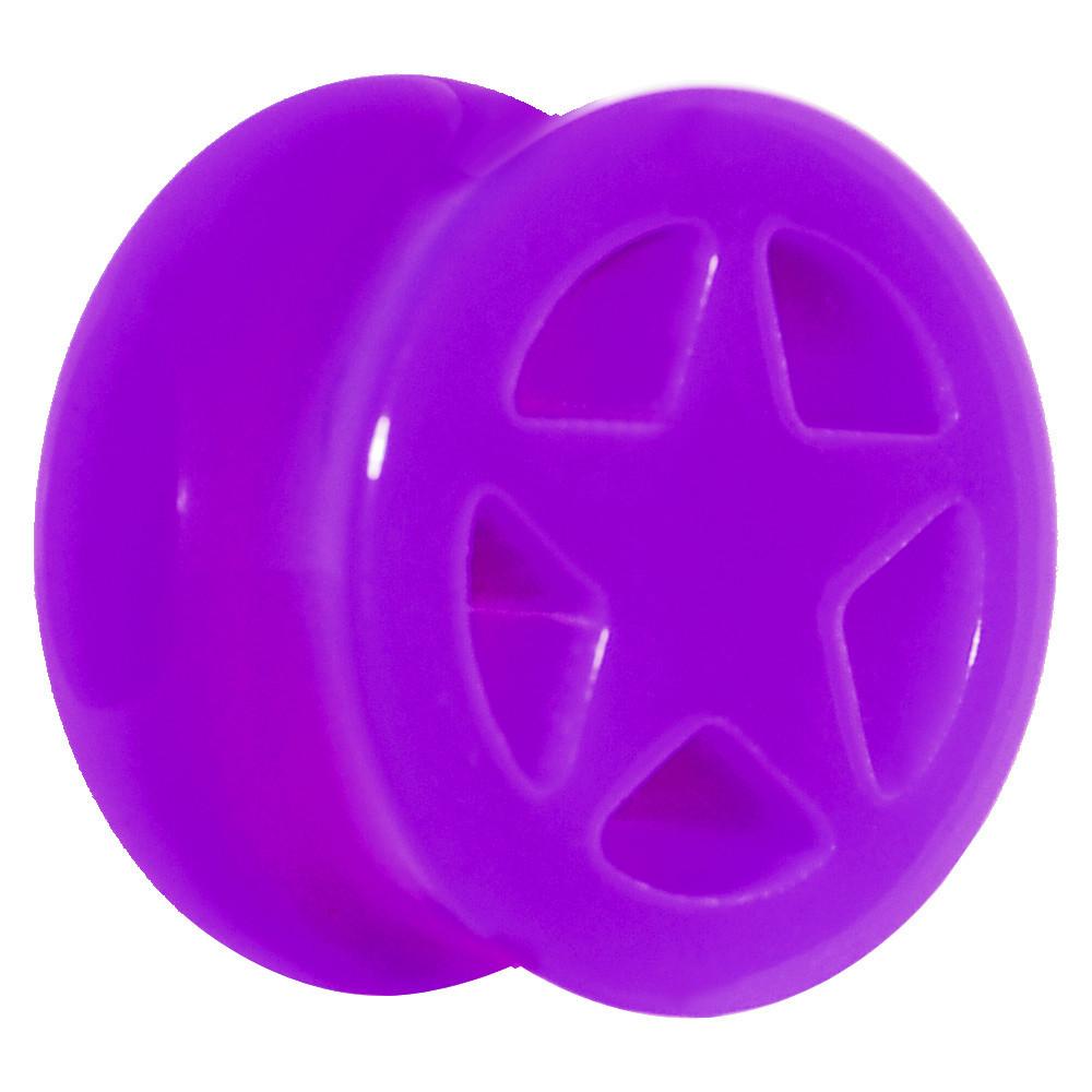 Acrylic Neon Purple Star Tunnel Plug 2G to 20mm