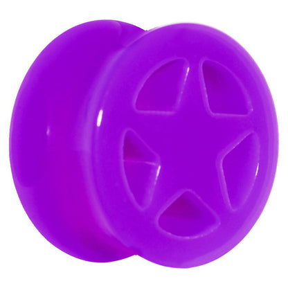 Acrylic Neon Purple Star Tunnel Plug 2G to 20mm