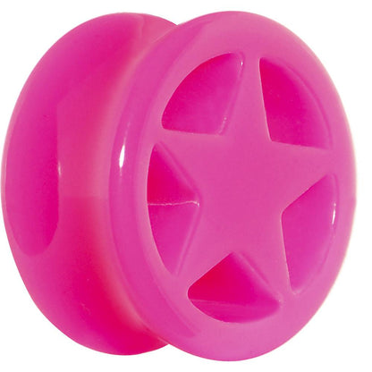 Acrylic Neon Pink Star Tunnel Plug 2G to 20mm