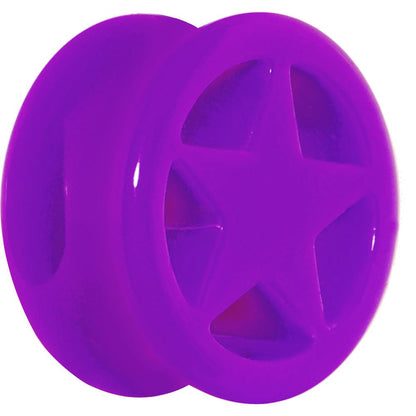 Acrylic Neon Purple Star Tunnel Plug 2G to 20mm