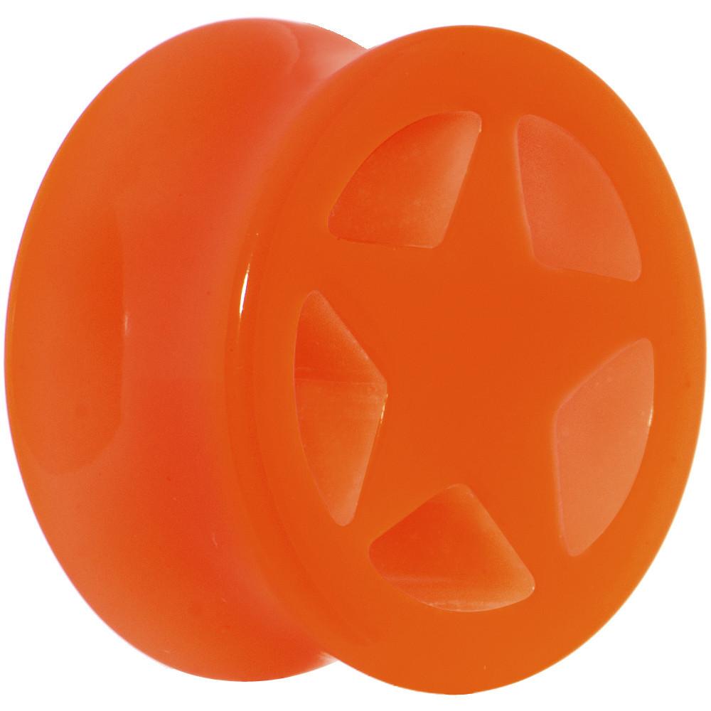 Acrylic Neon Orange Star Tunnel Plug 2G to 20mm