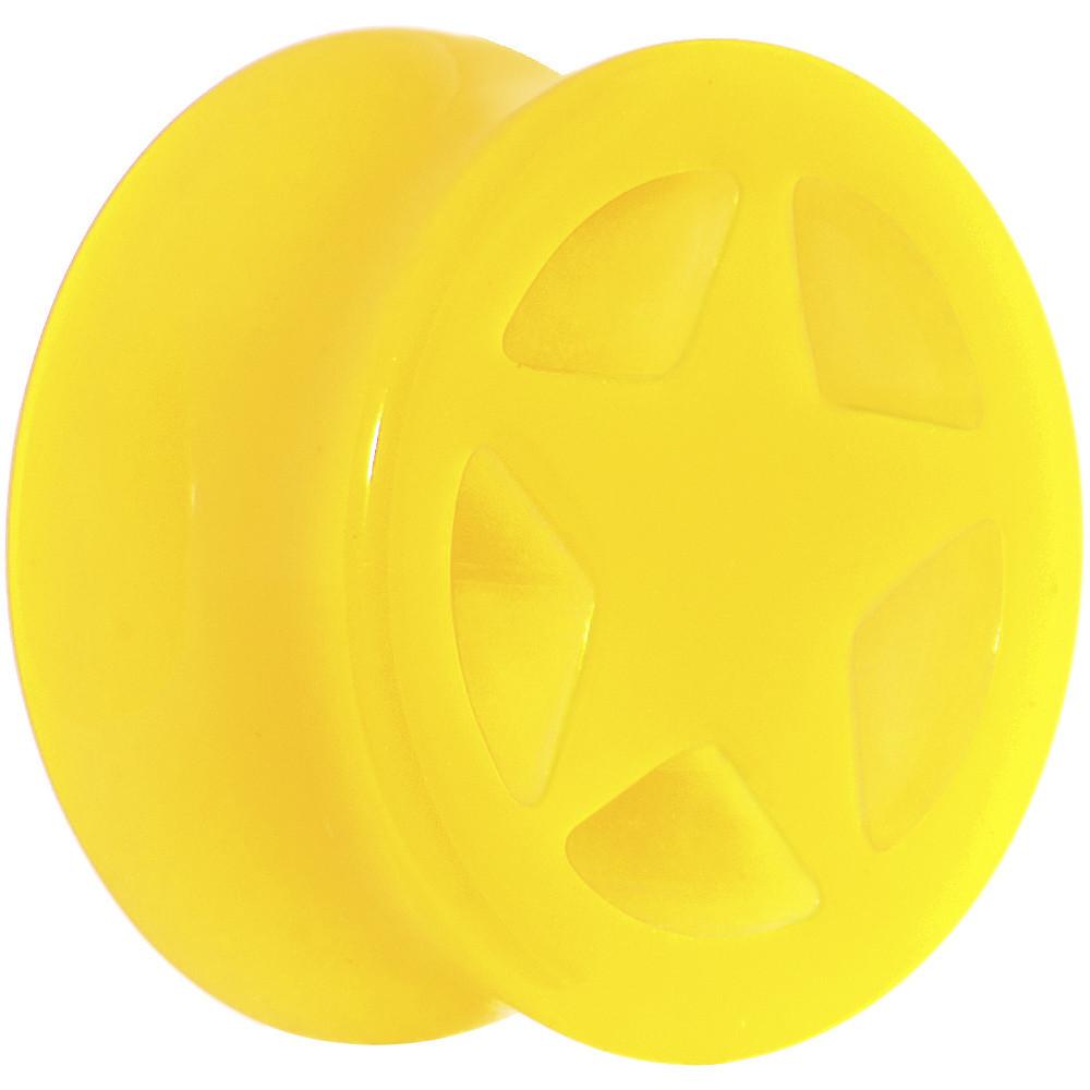 Acrylic Neon Yellow Star Tunnel Plug 2G to 20mm