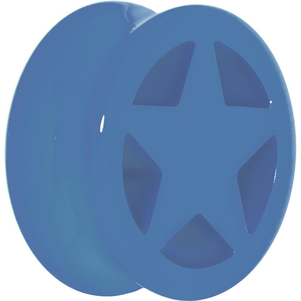 Acrylic Neon Blue Star Tunnel Plug 2G to 20mm