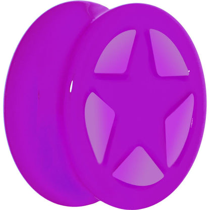 Acrylic Neon Purple Star Tunnel Plug 2G to 20mm