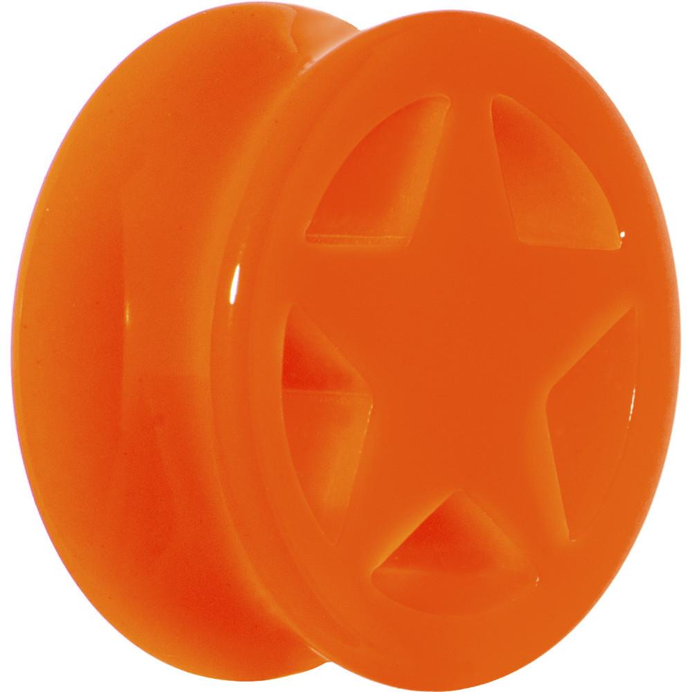 Acrylic Neon Orange Star Tunnel Plug 2G to 20mm