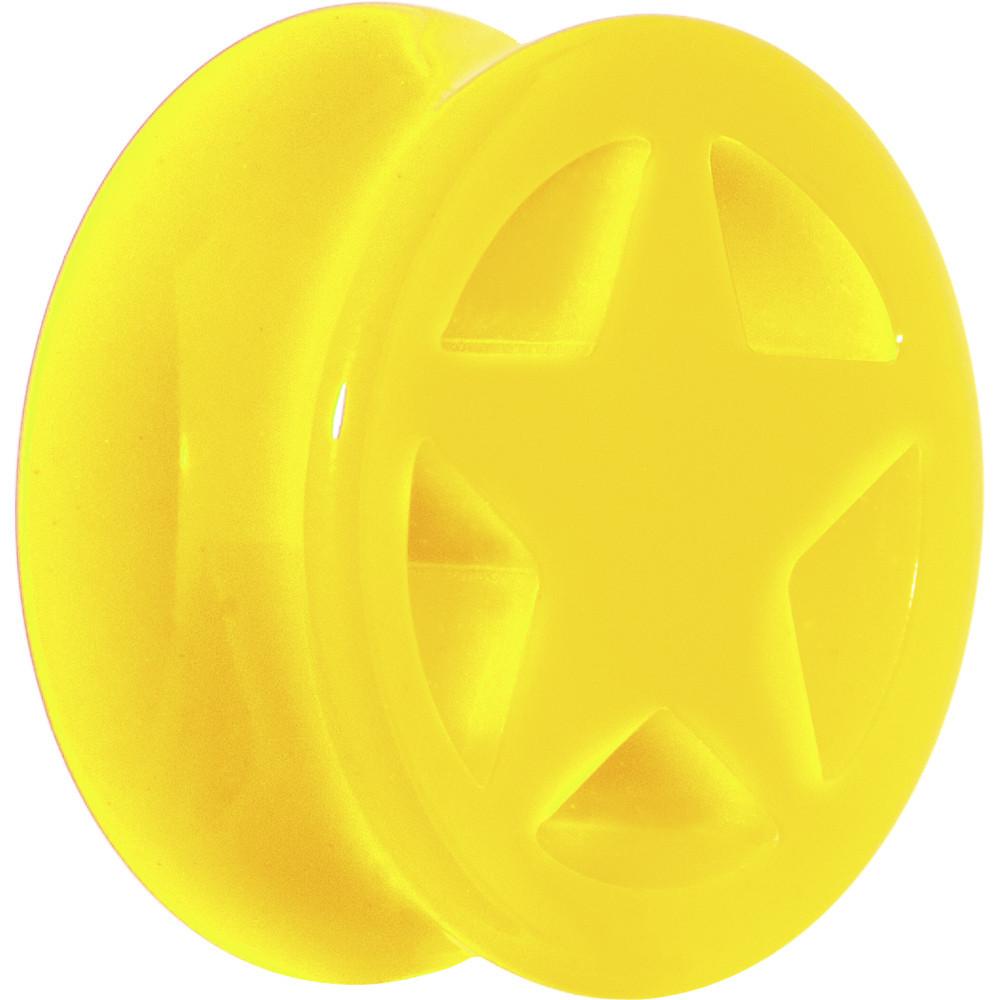 Acrylic Neon Yellow Star Tunnel Plug 2G to 20mm