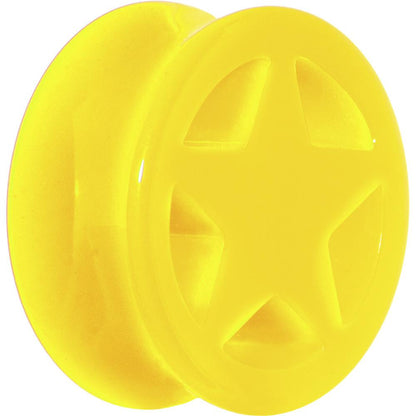 Acrylic Neon Yellow Star Tunnel Plug 2G to 20mm