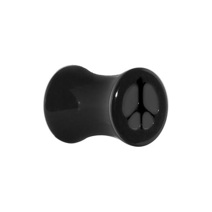 Acrylic Black Peace Sign Tunnel Plug 2G to 20mm