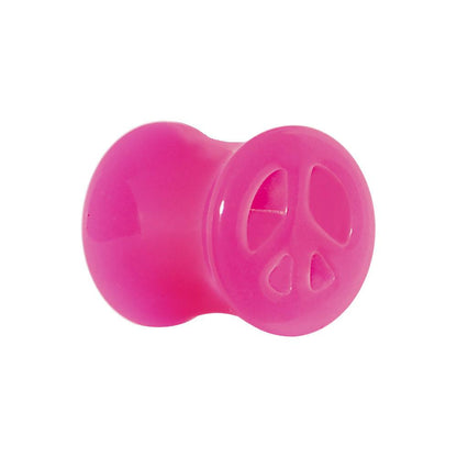 Acrylic Neon Pink Peace Sign Tunnel Plug 2G to 20mm
