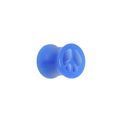 Acrylic Neon Blue Peace Sign Tunnel Plug 2G to 20mm