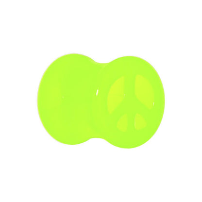 Acrylic Neon Green Peace Sign Tunnel Plug 2G to 20mm