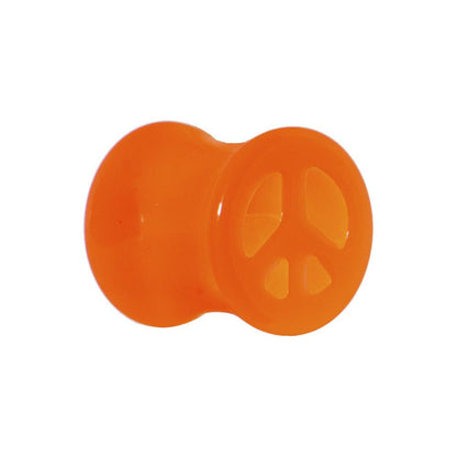 Acrylic Neon Orange Peace Sign Tunnel Plug 2G to 20mm
