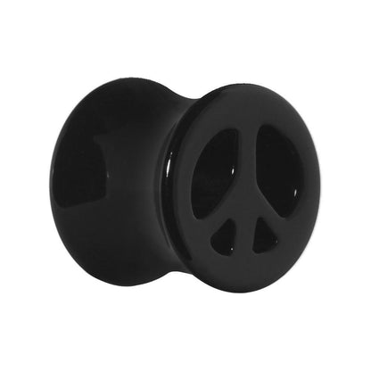 Acrylic Black Peace Sign Tunnel Plug 2G to 20mm