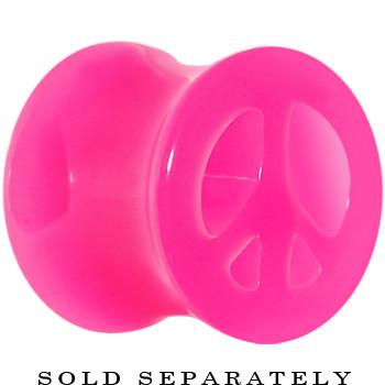 Acrylic Neon Pink Peace Sign Tunnel Plug 2G to 20mm
