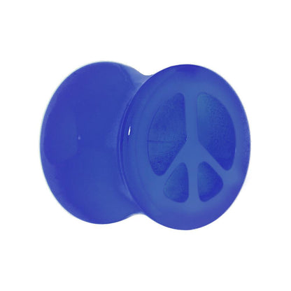 Acrylic Neon Blue Peace Sign Tunnel Plug 2G to 20mm