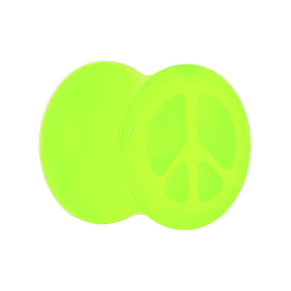 Acrylic Neon Green Peace Sign Tunnel Plug 2G to 20mm