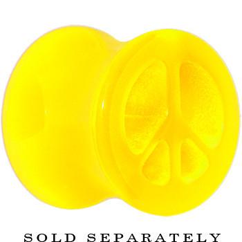 Acrylic Neon Yellow Peace Sign Tunnel Plug 2G to 20mm