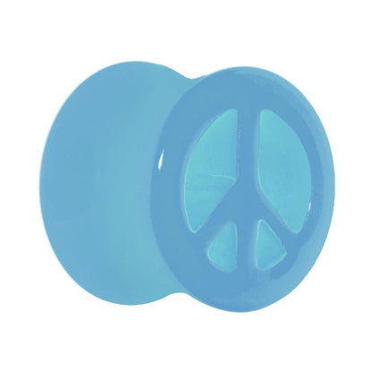 Acrylic Neon Blue Peace Sign Tunnel Plug 2G to 20mm