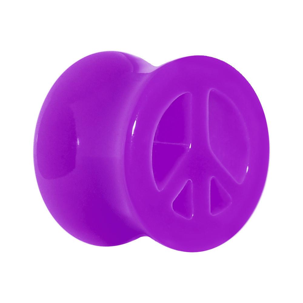Acrylic Neon Purple Peace Sign Tunnel Plug 2G to 20mm