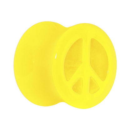 Acrylic Neon Yellow Peace Sign Tunnel Plug 2G to 20mm