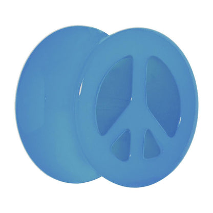Acrylic Neon Blue Peace Sign Tunnel Plug 2G to 20mm