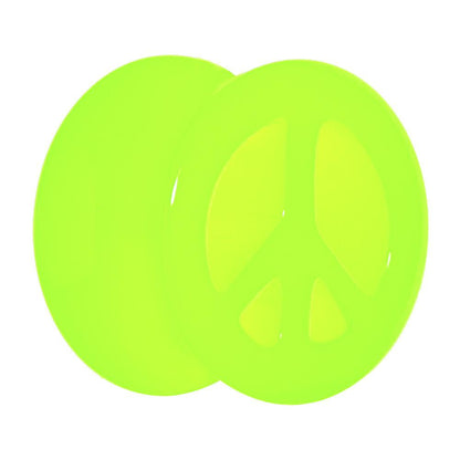 Acrylic Neon Green Peace Sign Tunnel Plug 2G to 20mm